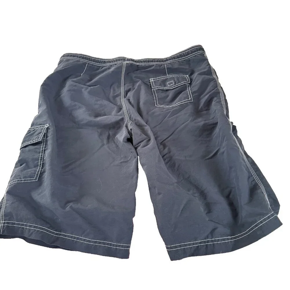 Lands End Boys XL 18-20 Navy Swim Trunks Cargo Pocket Mesh Lined‎ Board Shorts